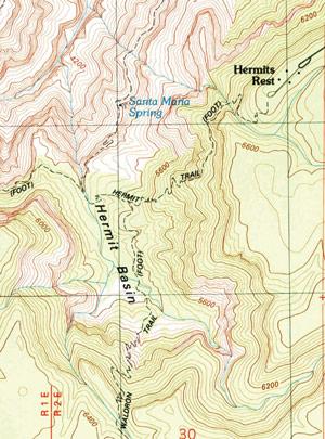 Graphic of topo map for Hermit Trail