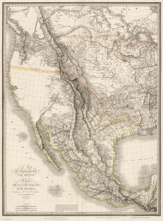 Complete map of Lousiana and Mexico, Pierre Antoine Tardieu, 1820