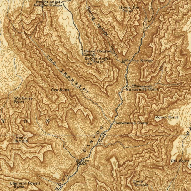 Detail of a Matthes map reprint showing midcentury human use