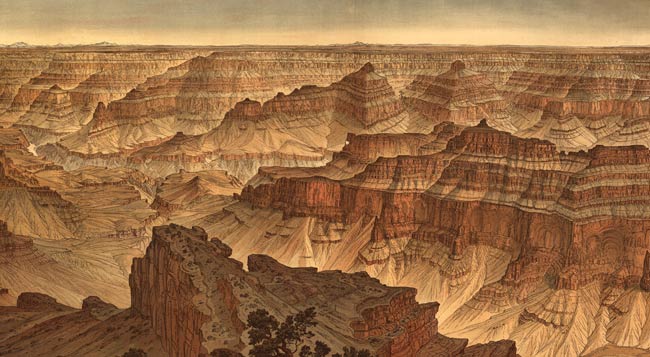 Detail from Grand Canyon panorama by Clarence Dutton
