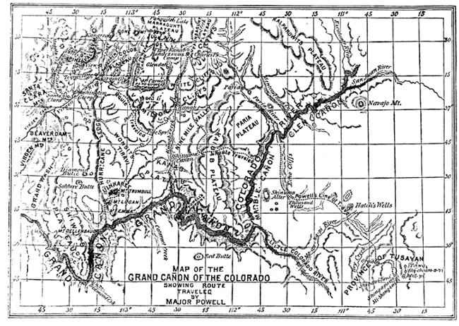 Map drawn by John Wesley Powell for Scribner's Monthly magazine