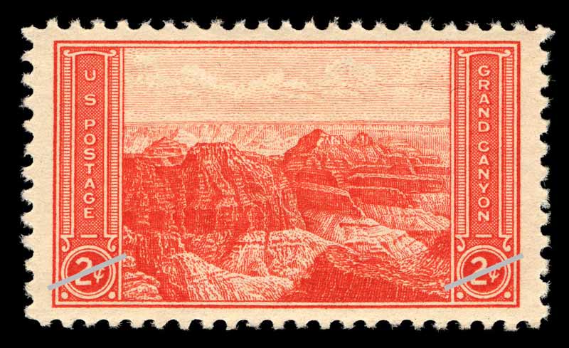 1934 Grand Canyon stamp printed in red ink